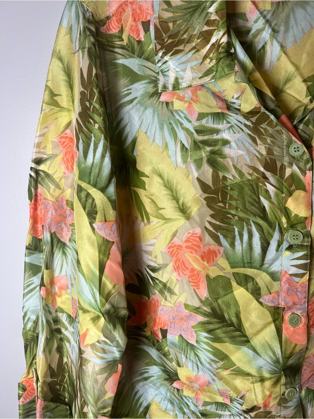 Hawaiian Tropic 100% Silk Tropical Floral Blouse Vacation Resortwear Summer Sz M - Picture 4 of 7
